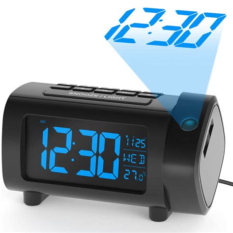 LIORQUE Projection Alarm Clock for Bedroom, Radio Alarm Clock with Projection on Ceiling Wall ...