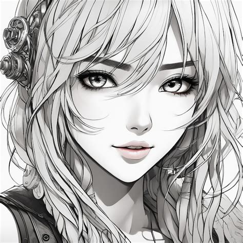 Premium AI Image | best quality digital style painting emo anime girl long half white and black ...