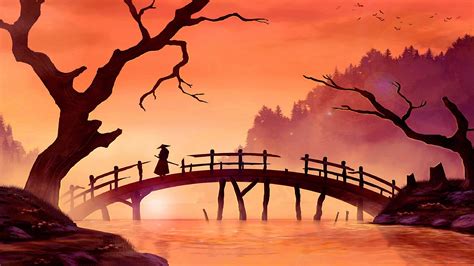 3840x2160 Samurai On Bridge - Japan Painting Art Wallpaper | Wallpaper Studio ... | Japan ...