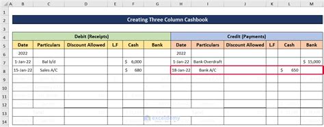 How to Create Three Column Cash Book in Excel - ExcelDemy