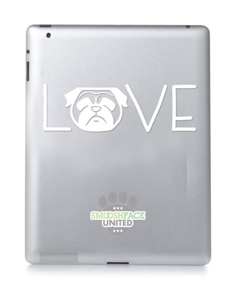 Pug Decal Vinyl Sticker Pug LOVE Text With Dog Silhouette - Etsy