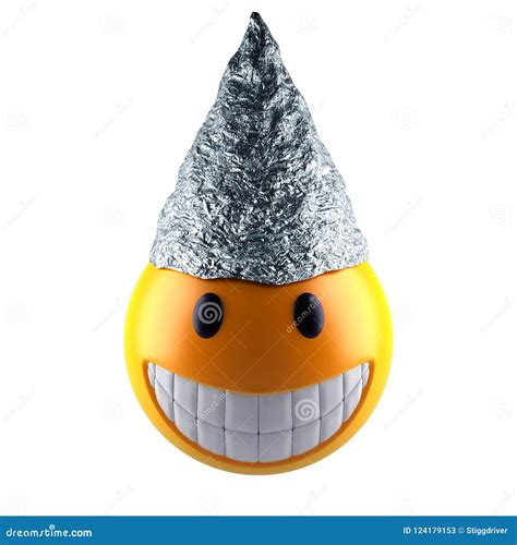 Smile Emoji Sphere With Tin Foil Hat Royalty-Free Stock Photo | CartoonDealer.com #124179153