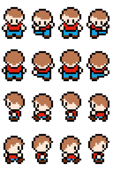 Retro Character Sprite Sheet by @isaiah658, Another sprite sheet that I made. Has the basic ...