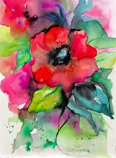 Abstract Watercolour Flowers Painting - Popular Century