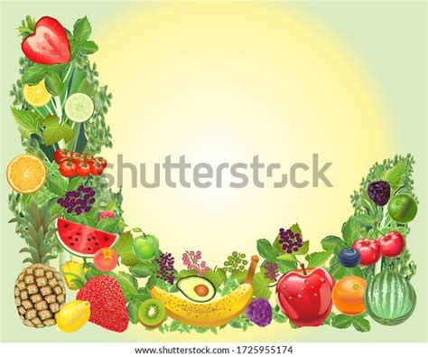 Photorealistic Fruit Border Design Highly Detailed Stock Vector (Royalty Free) 1725955174 ...