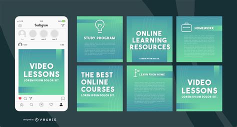 Online Learning Social Media Templates Vector Download