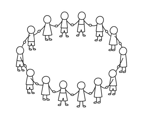 Children Holding Hands Black And White Clipart