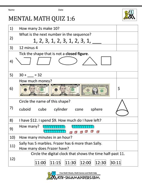 Free Mental Maths Worksheets Year 6 - Thekidsworksheet