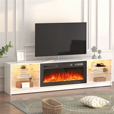 MELLCOM 79 Fireplace TV Stand With 40 Electric Fireplace, Entertainment Center With Adjustable ...