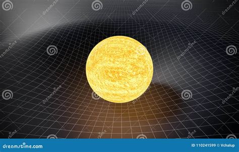 Gravity and General Relativity Concept. Curved Spacetime Caused by Gravity of Sun Stock ...