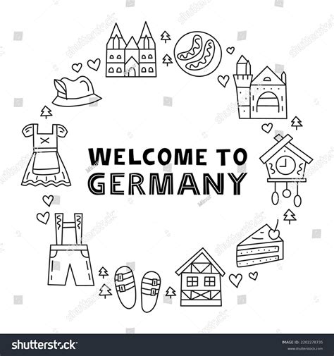 German National Landmarks Attractions Doodle Style Stock Vector (Royalty Free) 2202278735 ...