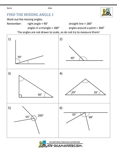 Geometry Angles Worksheets