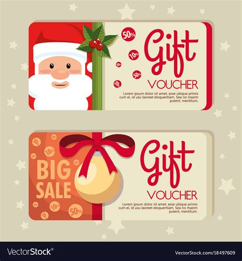 Christmas gift voucher card Royalty Free Vector Image