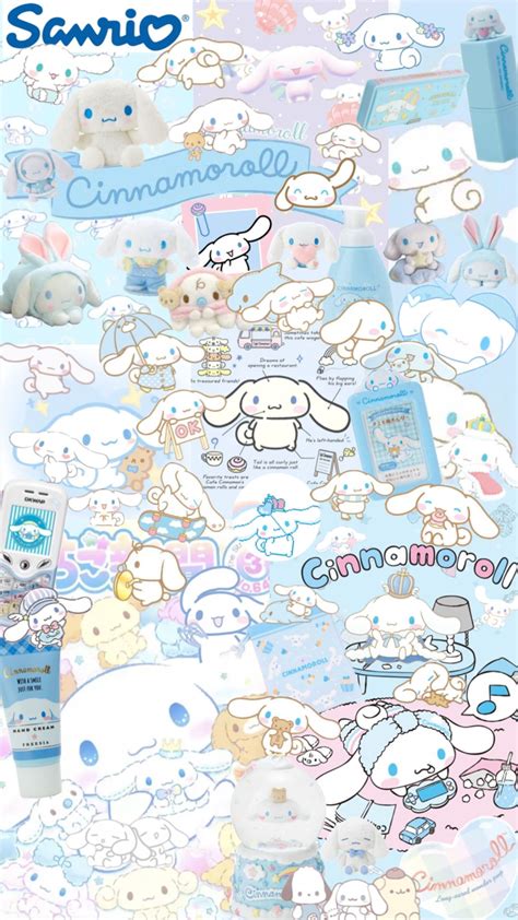 Cinnamoroll #sanrio #sanriocore #cinnamoroll #collageart #aesthetic #blue #white #pinte… | Pink ...