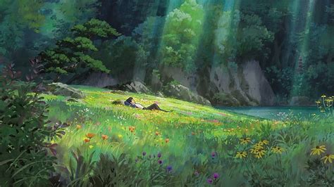 HD wallpaper: anime, natural light, landscape, forest, Studio Ghibli, Karigurashi no Arrietty ...