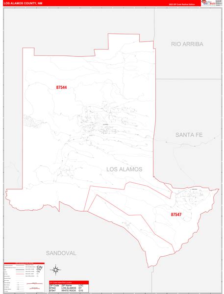 Los Alamos County, NM Zip Code Wall Map Red Line Style by MarketMAPS - MapSales