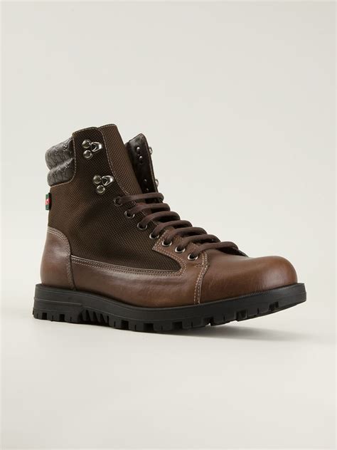 Gucci Military Style Boots in Brown for Men | Lyst