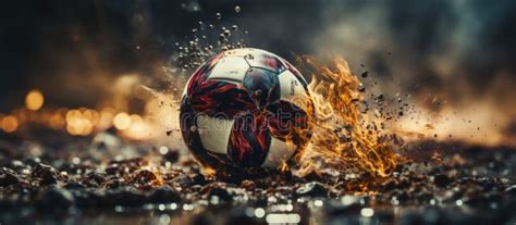 Soccer ball in the fire stock illustration. Illustration of power - 296379188