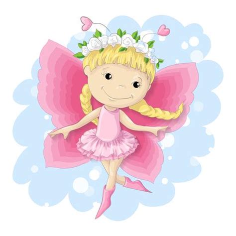 Sweet butterfly girl in a pink dress. 490168 Vector Art at Vecteezy