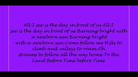 The Land Before Time Theme Song Lyrics - YouTube