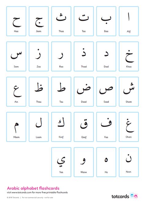 Free Arabic alphabet flashcards for kids - Totcards