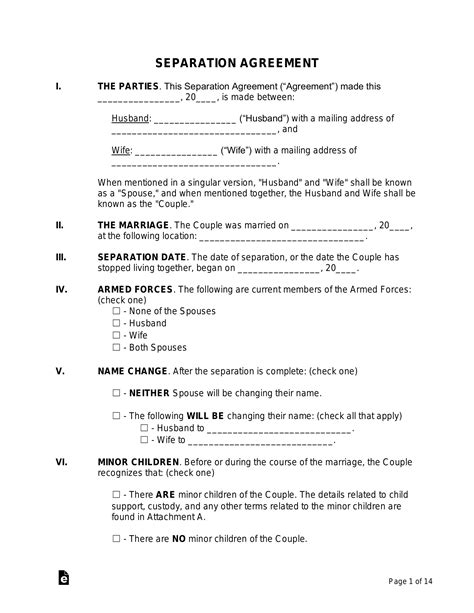 Free Marital Separation Agreement - PDF | Word – eForms