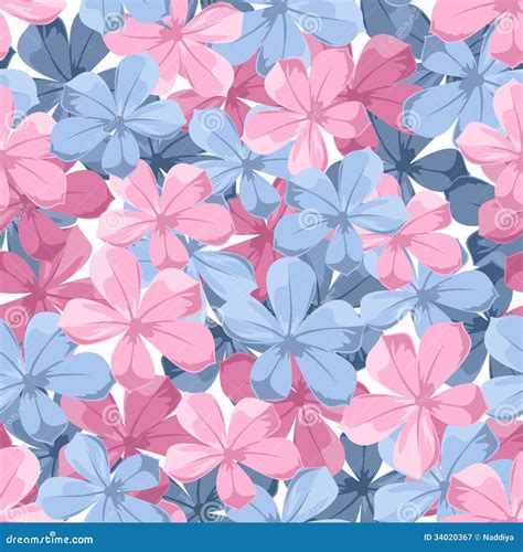 Seamless Background with Blue and Pink Flowers. Stock Vector - Illustration of design, floret ...