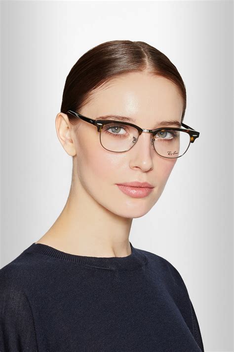 Ray-Ban Leather Havana Clubmaster Acetate Optical Glasses in Gray - Lyst