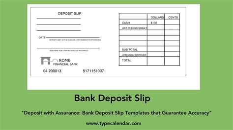 Printable Bank Deposit Slip – Theme Route