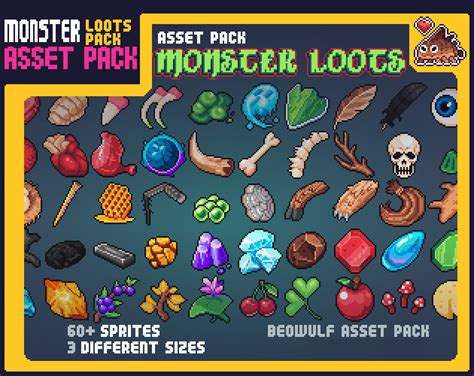 ArtStation - Beowulf's RPG Monster Loots Pixel Art Asset Pack | Game Assets