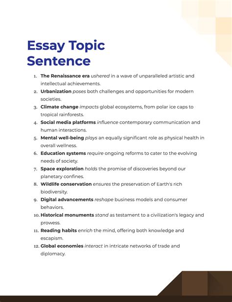 Essay Topic Sentence - 99+ Examples, PDF, Tips