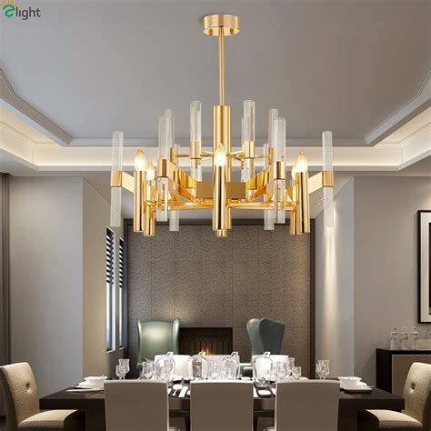 Modern Crystal Led Pendant Lights Living Room Gold Alloy Led Pendant Lamp Dining Room Pendant ...