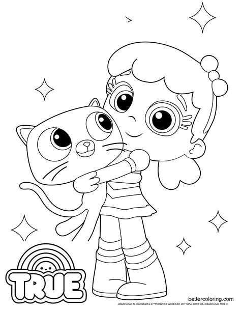 True and the Rainbow Kingdom Coloring Pages True and Bartleby Line Drawing - Free Printable ...