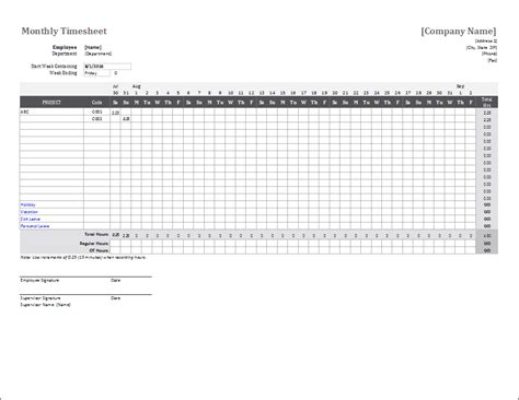 Hourly Employee Timesheet Template | DocTemplates