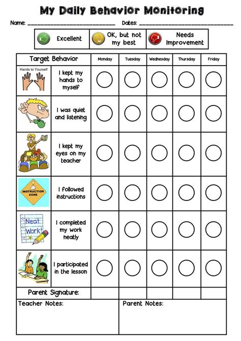 This is the behavior chart that I created with a Grade 2 ESL student in mind. The student is ...