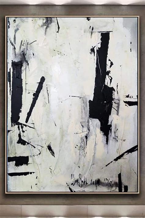 Large Abstract Painting On Canvas Black White Wall Art Painting | POTENTIAL | Canvas painting ...