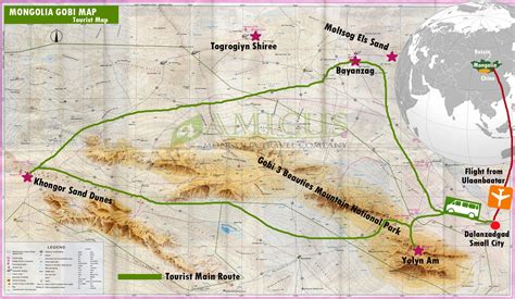 Mongolia Gobi Desert Map | Amicus Travel Mongolia