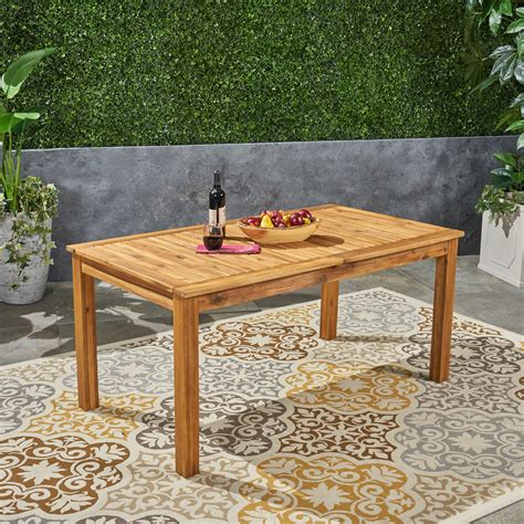 Zoe Outdoor Expandable Acacia Wood Dining Table, Natural - Walmart.com