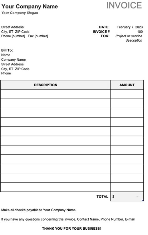 Excel Invoice Templates