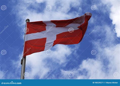 Flag of Denmark, White Cross on a Red Background, National Symbol Stock Image - Image of outdoor ...