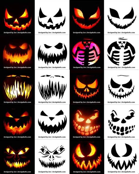 420+ Free Printable Halloween Pumpkin Carving Stencils, Patterns, Designs, Faces & Ideas ...