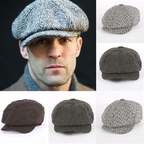 Men Wool Herringbone Tweed Gatsby Newsboy Cap Ivy Hat Golf Driving Flat Cabbie | Clothing, Shoes ...