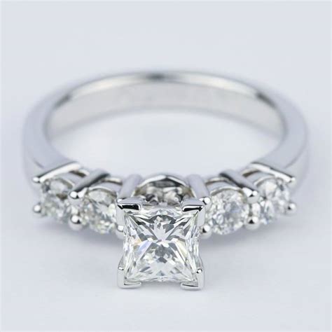 Five-Diamond Engagement Ring with Princess Cut Diamond