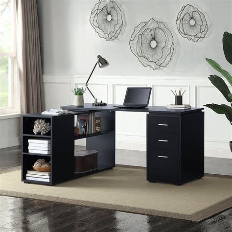 BELLEZE Trition L Shaped Computer Desk Home Office Corner Desk With Open Shelves And Drawers ...