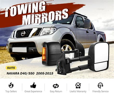 SAN HIMA Pair Extendable Towing Mirrors for Nissan Navara D40 2005-201 – Camping4WD