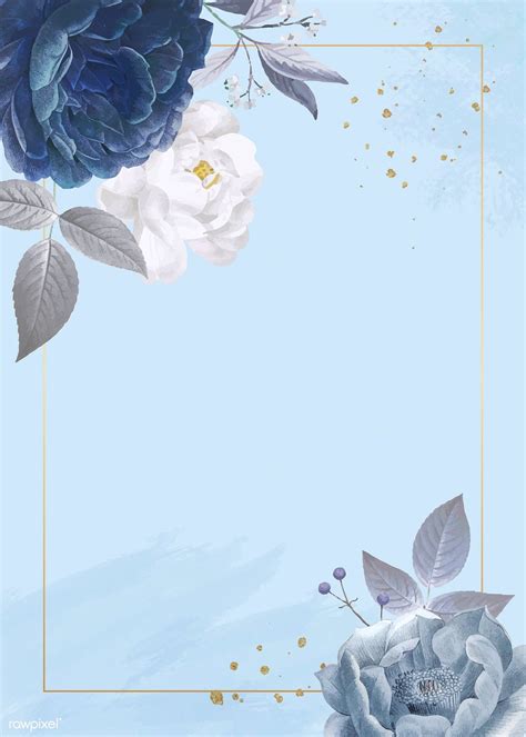 Blue roses themed card template vector | premium image by rawpixel.com / Minty Flower Background ...