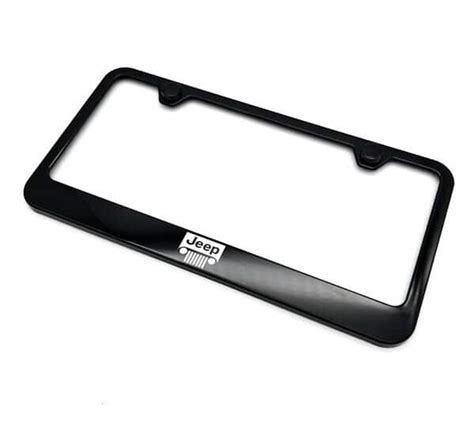 Black Plastic License Plate Frame w/ Jeep Grill Script Logo - GoodSpeed USA