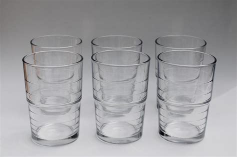 Svepa Ikea stackable clear glass tumblers, set of six 10 oz drinking glasses