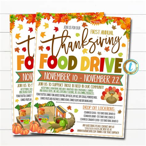 Thanksgiving Food Drive Flyer | Fall Food Drive Fundraiser — TidyLady Printables