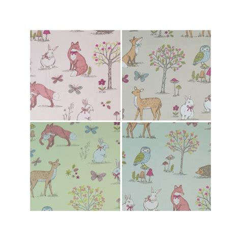 100% Cotton Fabric Lifestyle Woodland Animals Foxes Rabbits Wildlif...